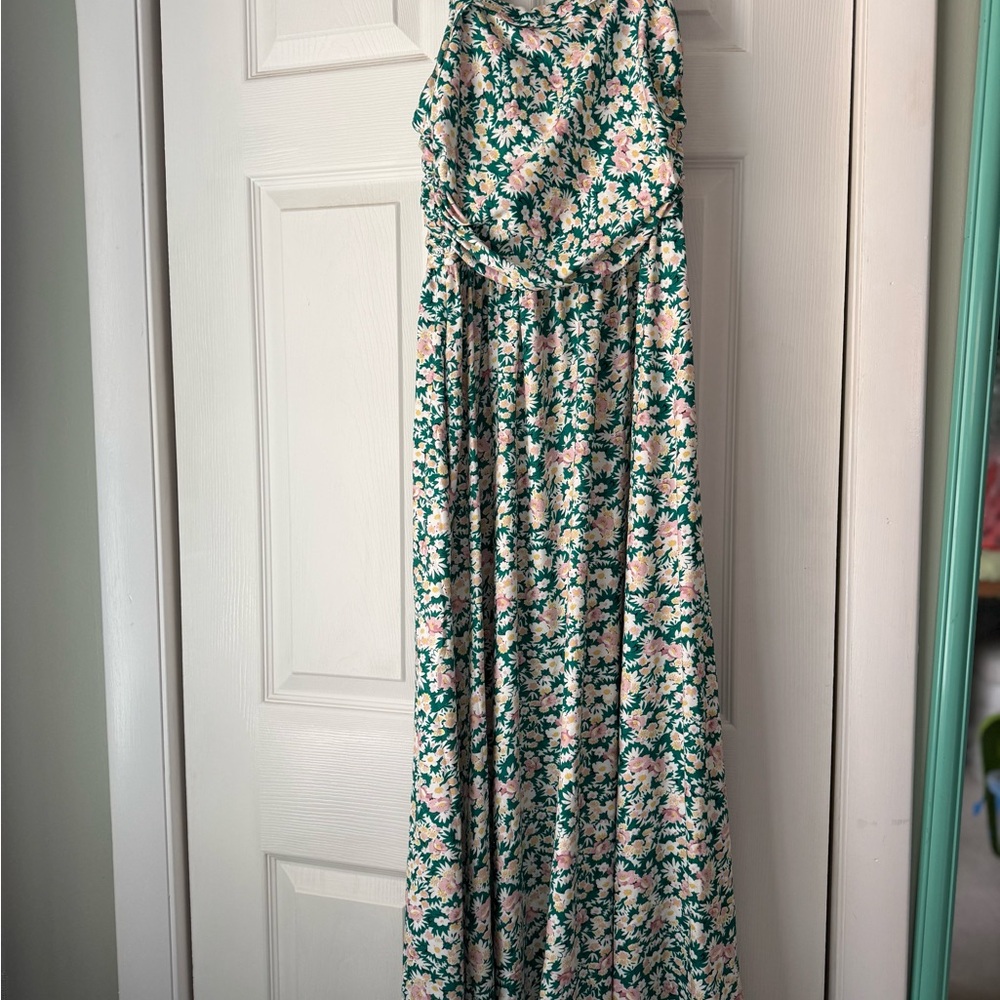 Amazon Floral Maxi Dress in Green and Pink